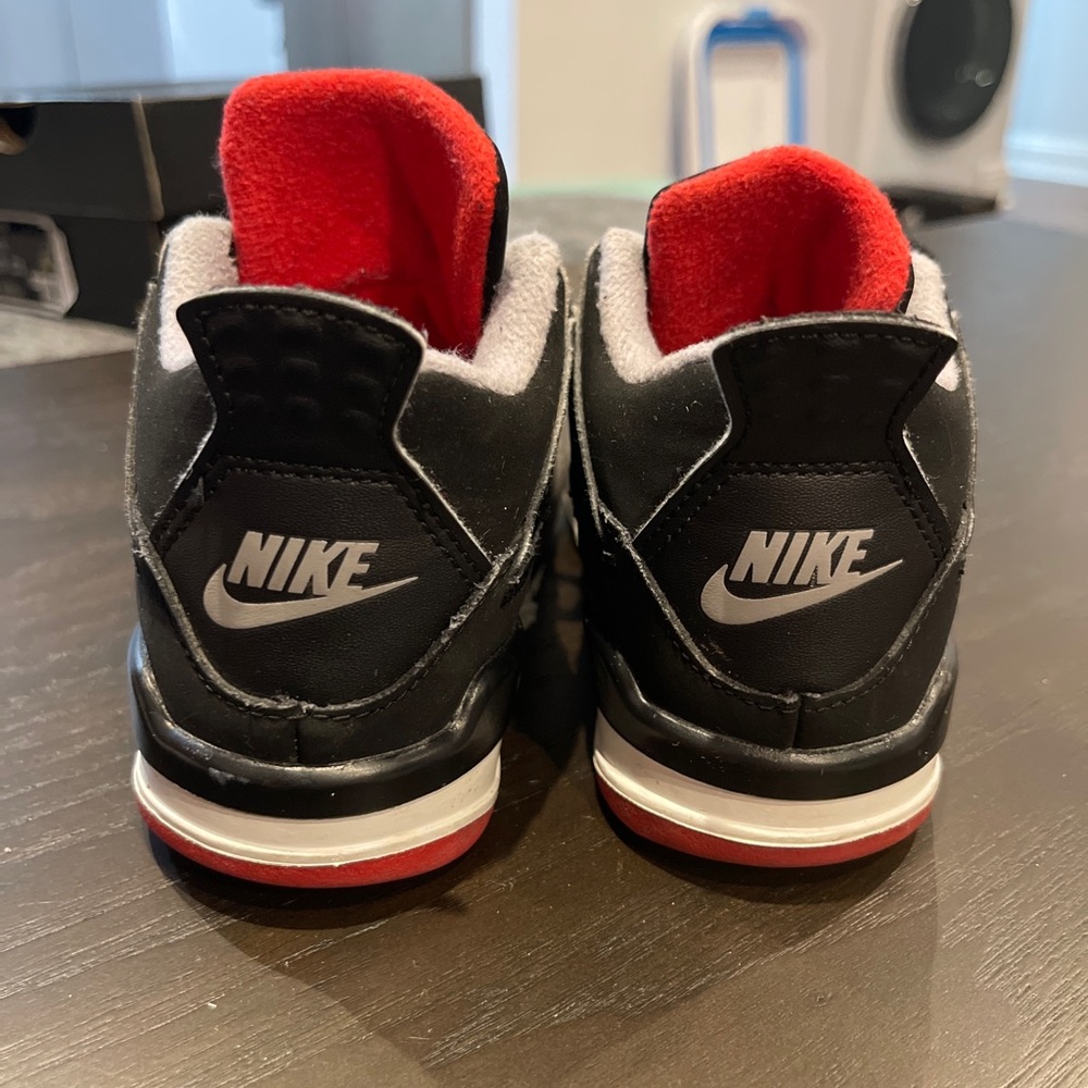 NIKE Air Jordan 4 Retro TD BRED (2019) BQ7670-060 Size 9c Good Condition No Box - Picture 4 of 10